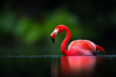 水中火烈鸟倒影