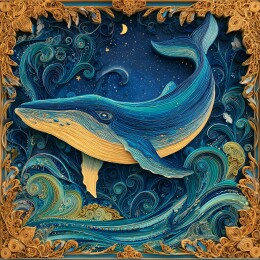 梦幻蓝鲸海洋插画