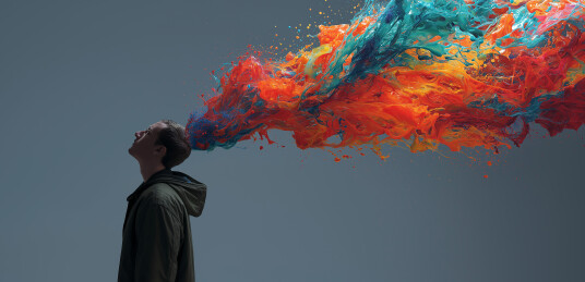 人物头部色彩喷溅创意摄影装饰画素材