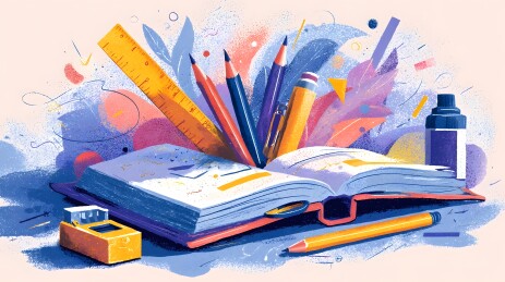 学习工具创意插画