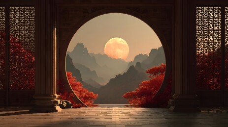 圆门之外的秋月
