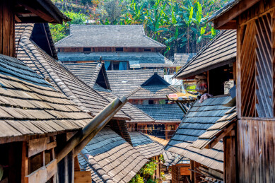 中国云南普洱澜沧县景迈山糯干古寨风光