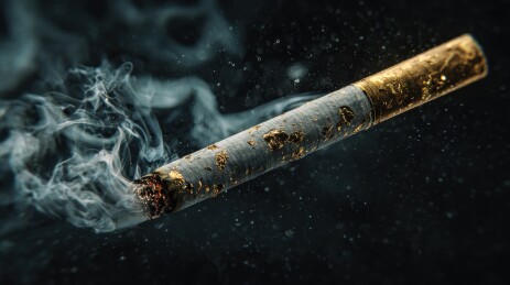 燃烧的香烟与缭绕烟雾