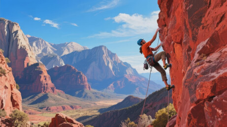 攀岩者挑战峭壁