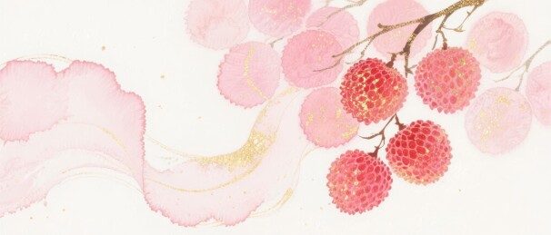 荔枝水墨清新场景