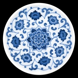 圆形青花缠枝莲瓷古风传统花纹饰边纹样