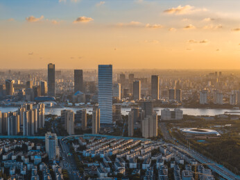 夕阳下的浦东后滩地区