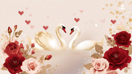 天鹅爱情创意图