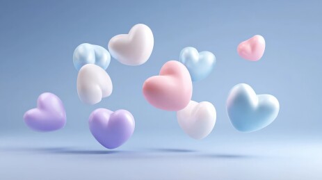 飘浮的粉彩爱心