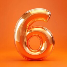 数字6的3D金属渲染图