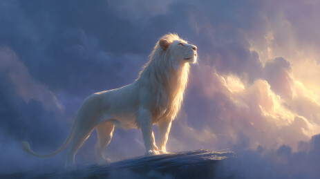 白狮仰望天空阳光