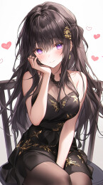 穿着黑裙的动漫魅力女孩