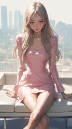 城市背景中的动漫女孩