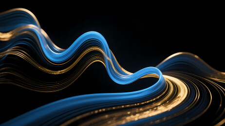 蓝金波浪线条科技设计