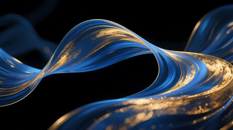 蓝金渐变曲线波浪设计