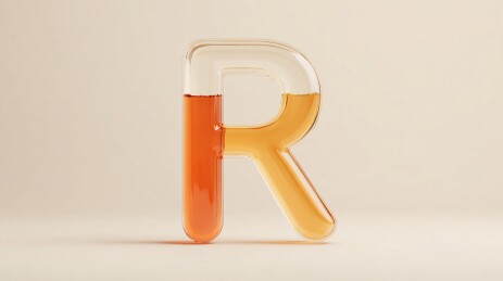 透明字母内装橙色液体