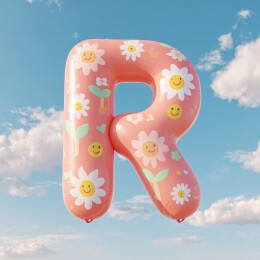 粉色花朵笑脸字母充气气球