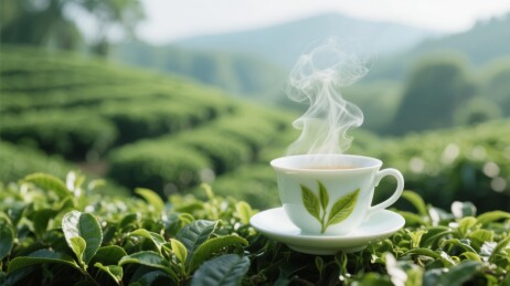 茶盏茶香茶园品茗场景