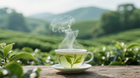 茶盏茶香茶园品茗场景