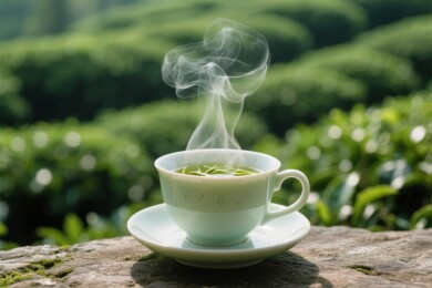 茶盏茶香茶园品茗场景