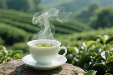茶盏茶香茶园品茗场景
