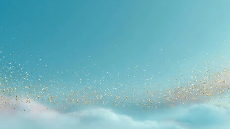 粉嫩天空中的金色碎屑