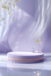 梦幻紫色帘幕与花瓶的静谧场景