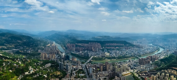 中国四川省巴中市主城区高楼大厦建筑