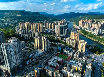 中国四川省巴中市主城区高楼大厦建筑