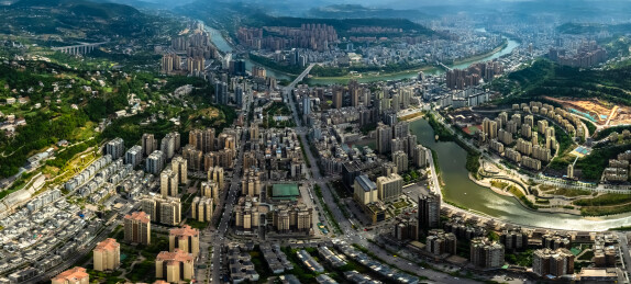 中国四川省巴中市主城区高楼大厦建筑