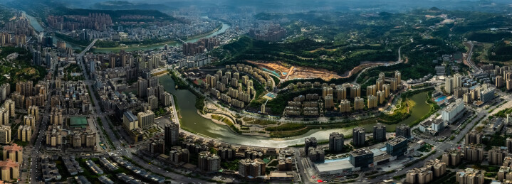 中国四川省巴中市主城区高楼大厦建筑