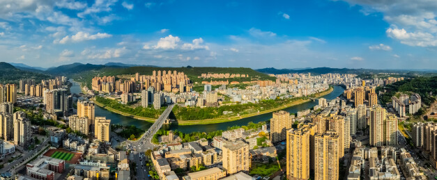 中国四川省巴中市主城区高楼大厦建筑