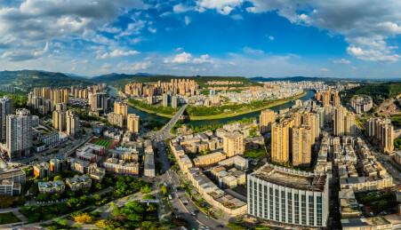 中国四川省巴中市主城区高楼大厦建筑