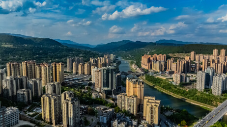 中国四川省巴中市主城区高楼大厦建筑