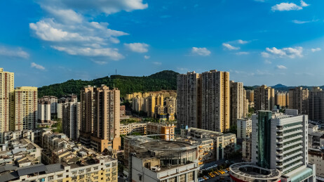 中国四川省巴中市主城区高楼大厦建筑