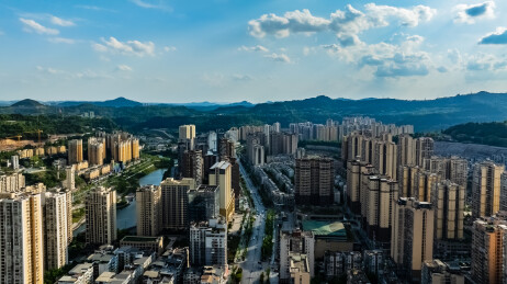 中国四川省巴中市主城区高楼大厦建筑