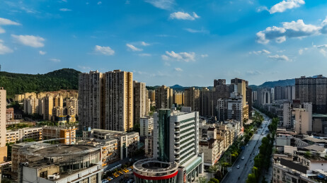 中国四川省巴中市主城区高楼大厦建筑