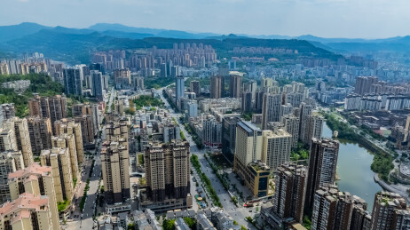 中国四川省巴中市主城区高楼大厦建筑