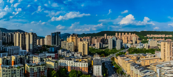 中国四川省巴中市主城区高楼大厦建筑