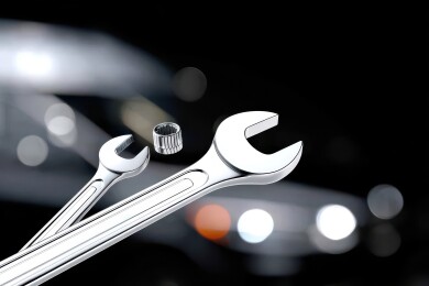 精密扳手与螺丝帽的工业特写