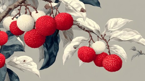 枝头荔枝累累 静谧背景