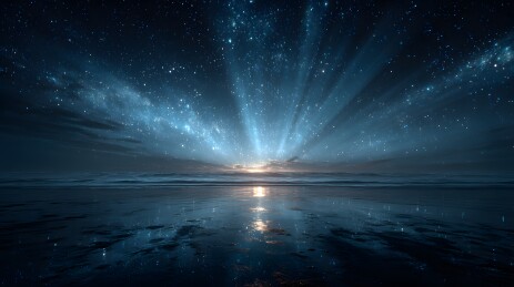 星光海面奇观 蓝光照耀下的神秘景象