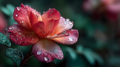 雨后玫瑰花露水