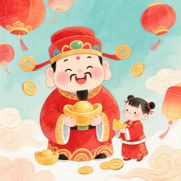 财神送福童子欢喜金元宝