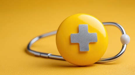 黄色十字按钮配听诊器
