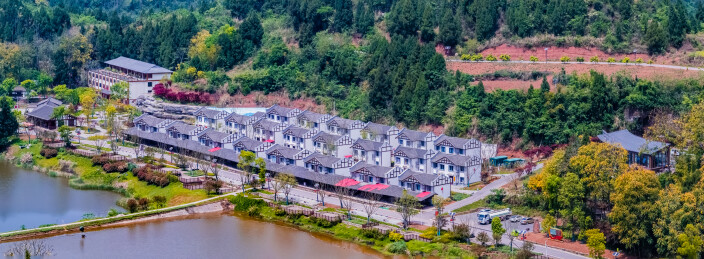 中国四川省蓬溪县红军第一村别墅村庄建筑