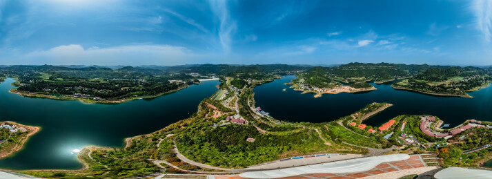 中国四川省南部县720度全景昇钟湖景区