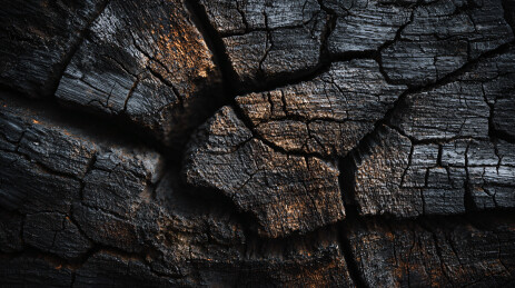烧焦木头纹理特写图
