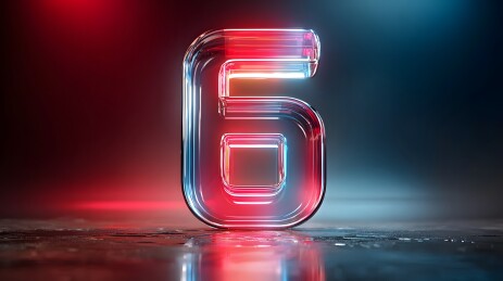 数字6霓虹灯光效果