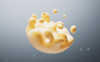 分解的黄色微观脂肪细胞三维渲染